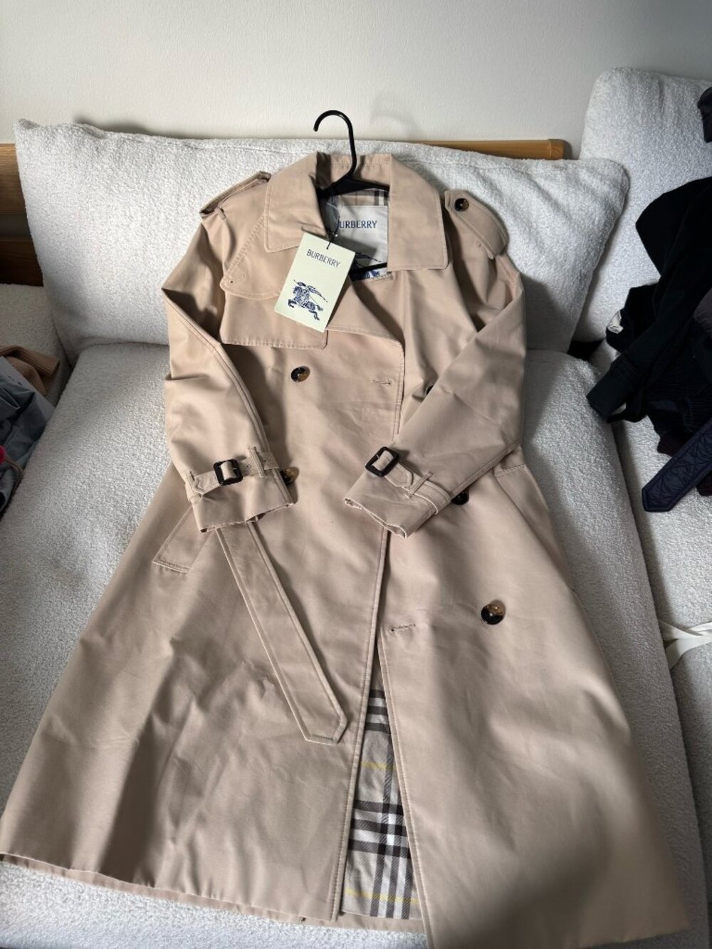 NWT Burberry Long Waterloo Style Trench Coat Gabardine Check Lined US 4 UK 6